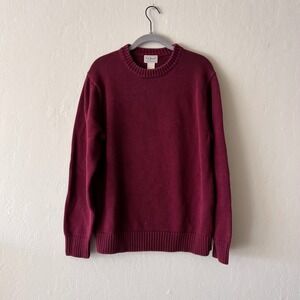 Vintage L.L. Bean 100% Cotton Burgundy Grandpa Crewneck Sweater